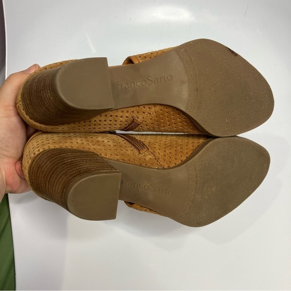 Franco Sarto Dakota ankle boots cognac perforated leather size 9 - Picture 10 of 10